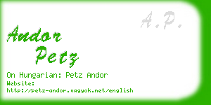 andor petz business card